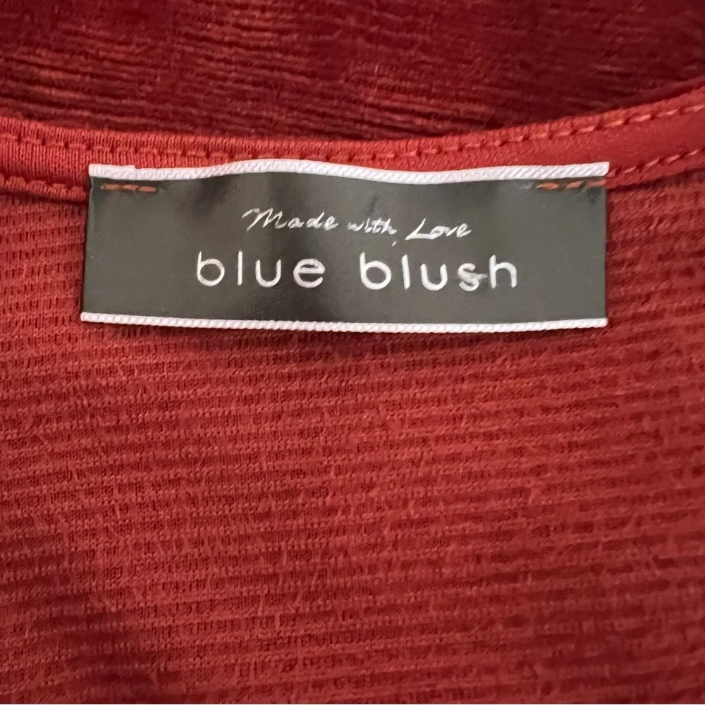BLUE BLUSH Red Terracotta Dress Women's Sz Medium Long Sleeve Christmas New Year - Picture 6 of 7